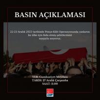 CHP BANDIRMA İLÇE BAŞKANI ATAK PENÇE KİLİT OPERASYONUNDA ŞEHİT OLAN ASKERLERİMİZ İÇİN TAZİYE YAYINLADI